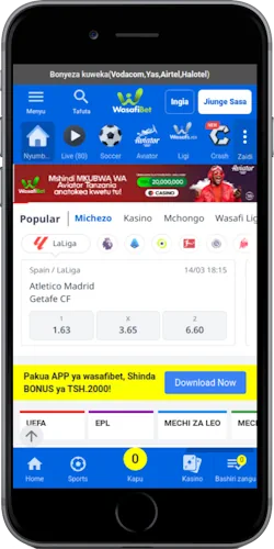 Wasafi Bet Tanzania app on mobile
